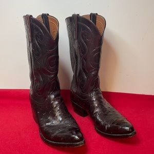 Ariat Circuit R Toe Western Ostrich Boots 9DMed